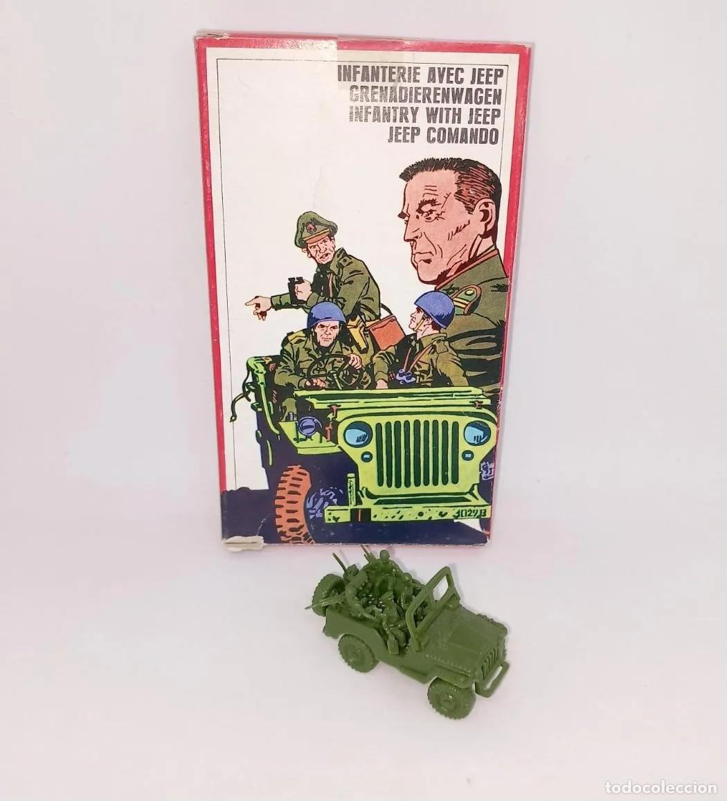 Juguetes antiguos: ATLANTIC H0 HO 1/72 JEEP CON 4 SOLDADOS INFANTER&Iacute;A REF 105 EN CAJA INFANTRY JEEP ORIGINAL 70'S RTOY
