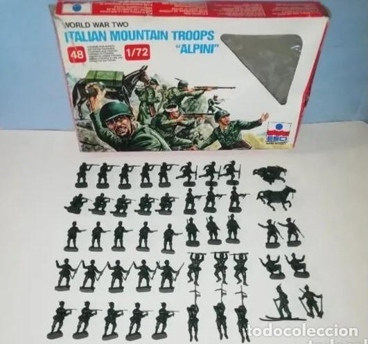 Juguetes antiguos: CAJA ESCI 1/72 46 SOLDADOS TROPA MONTA&Ntilde;A ITALIANA 2&ordf; GUERRA MUNDIAL 211 ITALIAN MOUNTAIN TROOPS RTOY