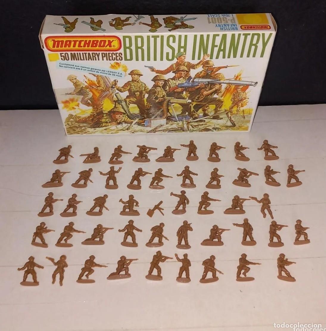 Juguetes antiguos: MATCHBOX 1/76-1/72 46 SOLDADOS INFANTER&Iacute;A BRIT&Aacute;NICA INGLESES 2&ordf; GM P5001 CAJA BRITISH INFANTRY RTOY
