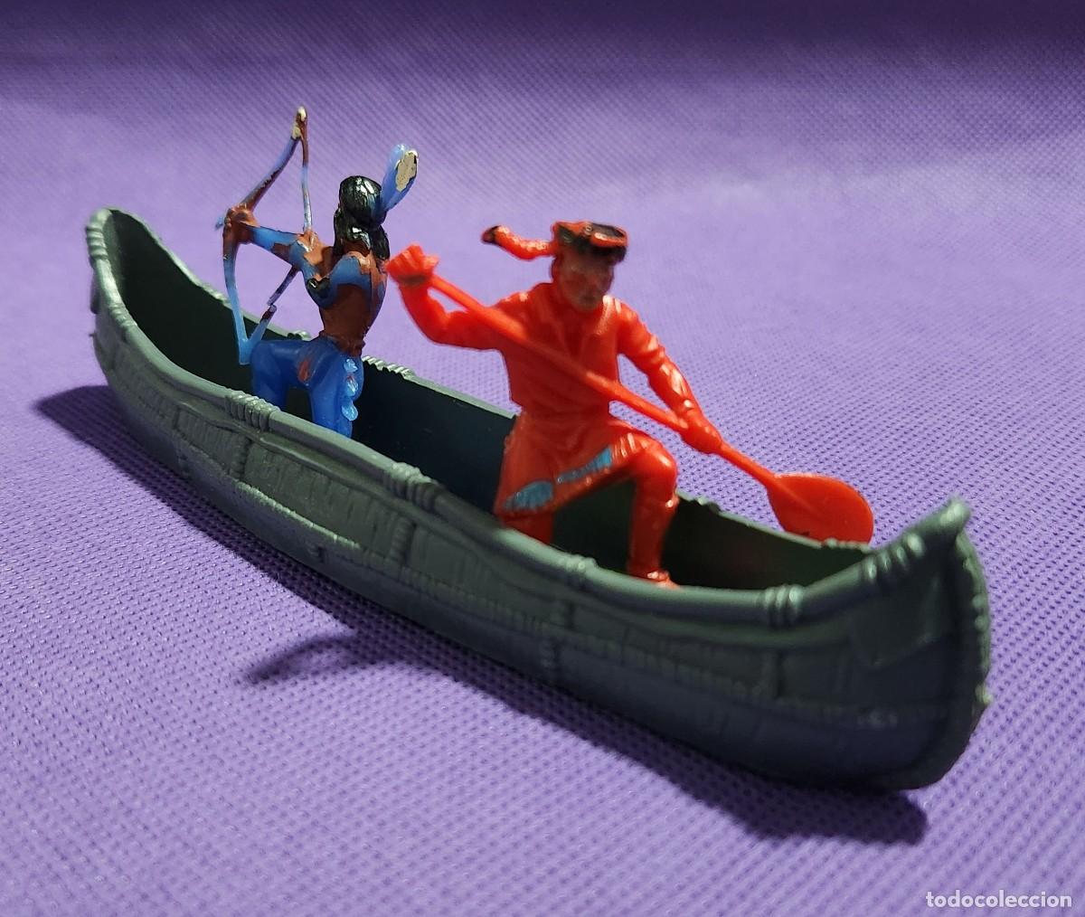 Altes Spielzeug: DANIEL BOONE y JEFE MINGO EN CANOA - soldaditos de pl&aacute;stico antiguos