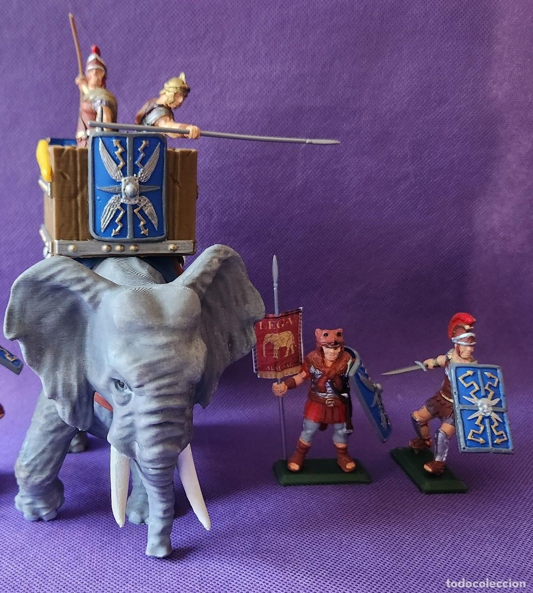 Jogos Antigos: GUERREROS ROMANOS con ELEFANTE soldaditos pl&aacute;stico DSG variante Argentina de Britains