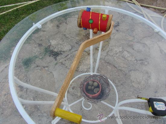 Juguetes antiguos: curioso rodillo infantil en madera, 55 cms - Foto 1