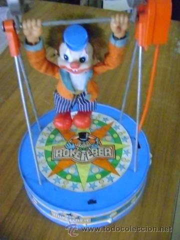 Juguetes antiguos: Payaso trapecista Rokefeber. Marca Feber. Funcionando - Foto 2