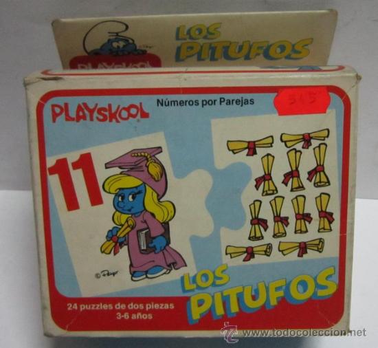 Juguetes antiguos: PLAYSKOOL, LOS PITUFOS, 24 PUZZLES DE 2 PIEZAS, EN CAJA. CC - Foto 1