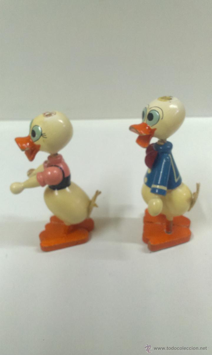 Juguetes antiguos: PAREJA DE PATOS EN MADERA - Foto 3