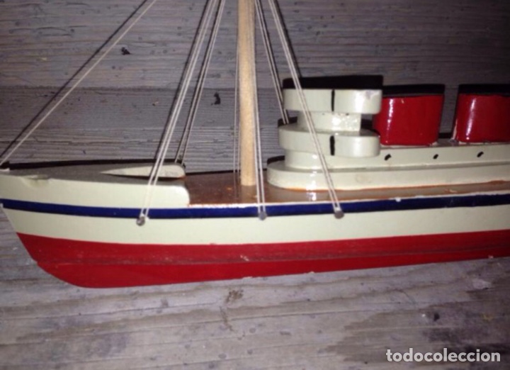 Juguetes antiguos: Barco de madera 1930 original - Foto 2