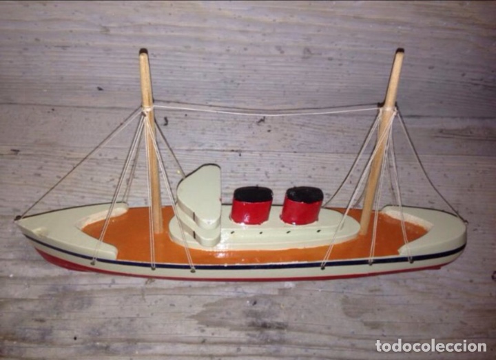 Juguetes antiguos: Barco de madera 1930 original - Foto 3