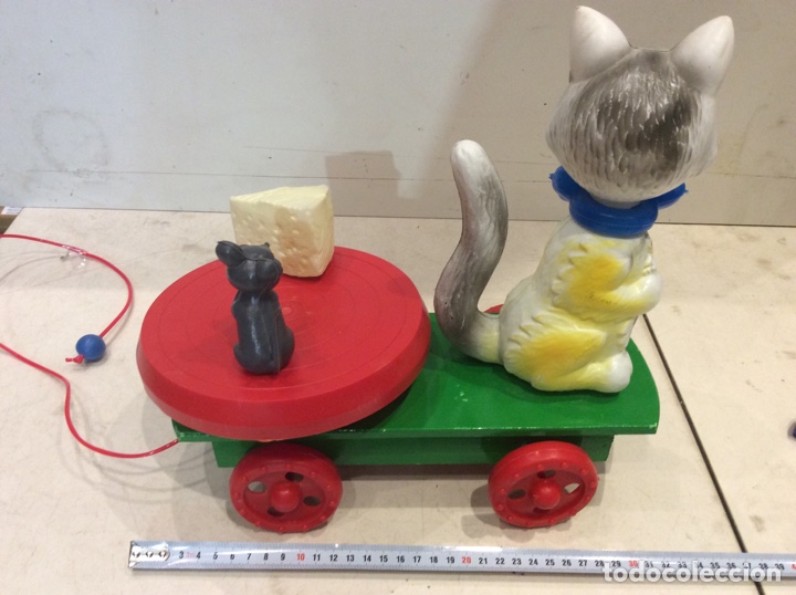 Juguetes antiguos: GATO ARRASTRE PL&Aacute;STICO 30cm. - Foto 1