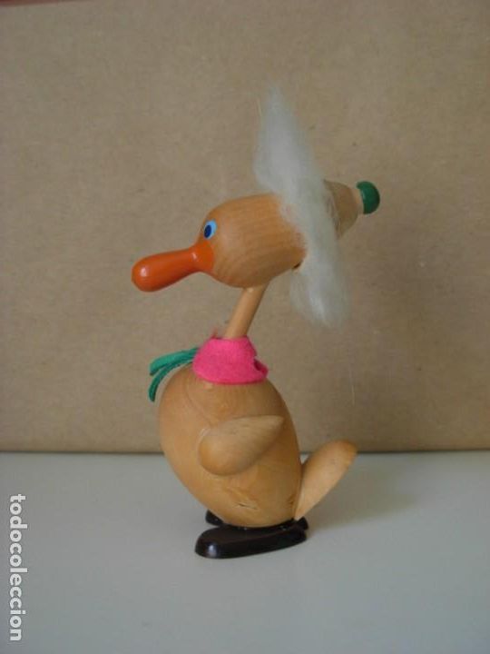 Juguetes antiguos: Pato de madera Goula - Foto 2