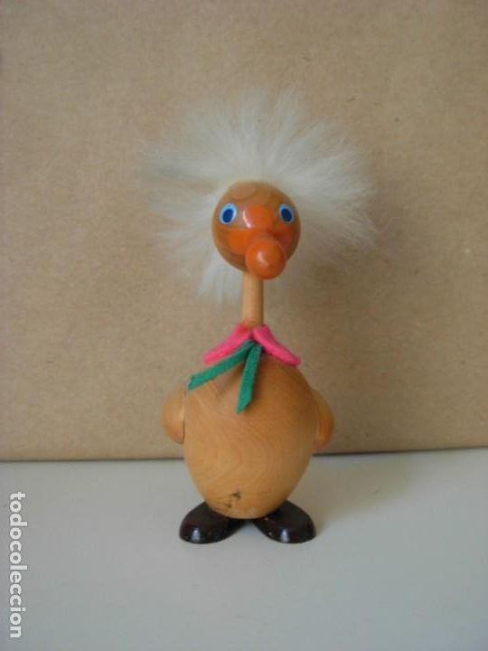 Juguetes antiguos: Pato de madera Goula - Foto 1