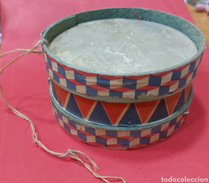 Juguetes antiguos: TAMBOR INFANTIL. MADERA Y VITELA. - Foto 1