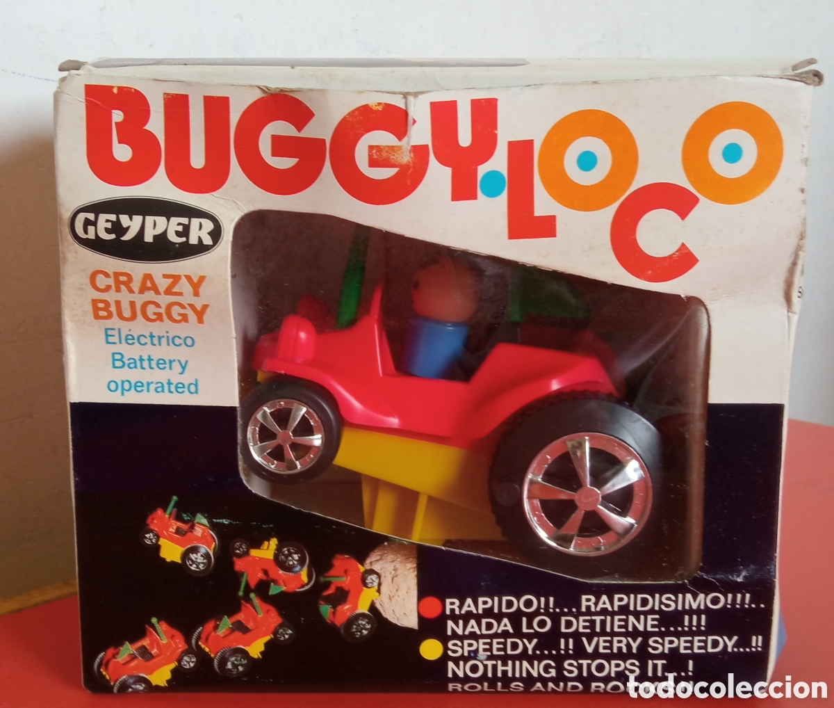 Juguetes antiguos: BUGGY LOCO A PILAS.GEYPER 70'S.NUEVO EN CAJA.