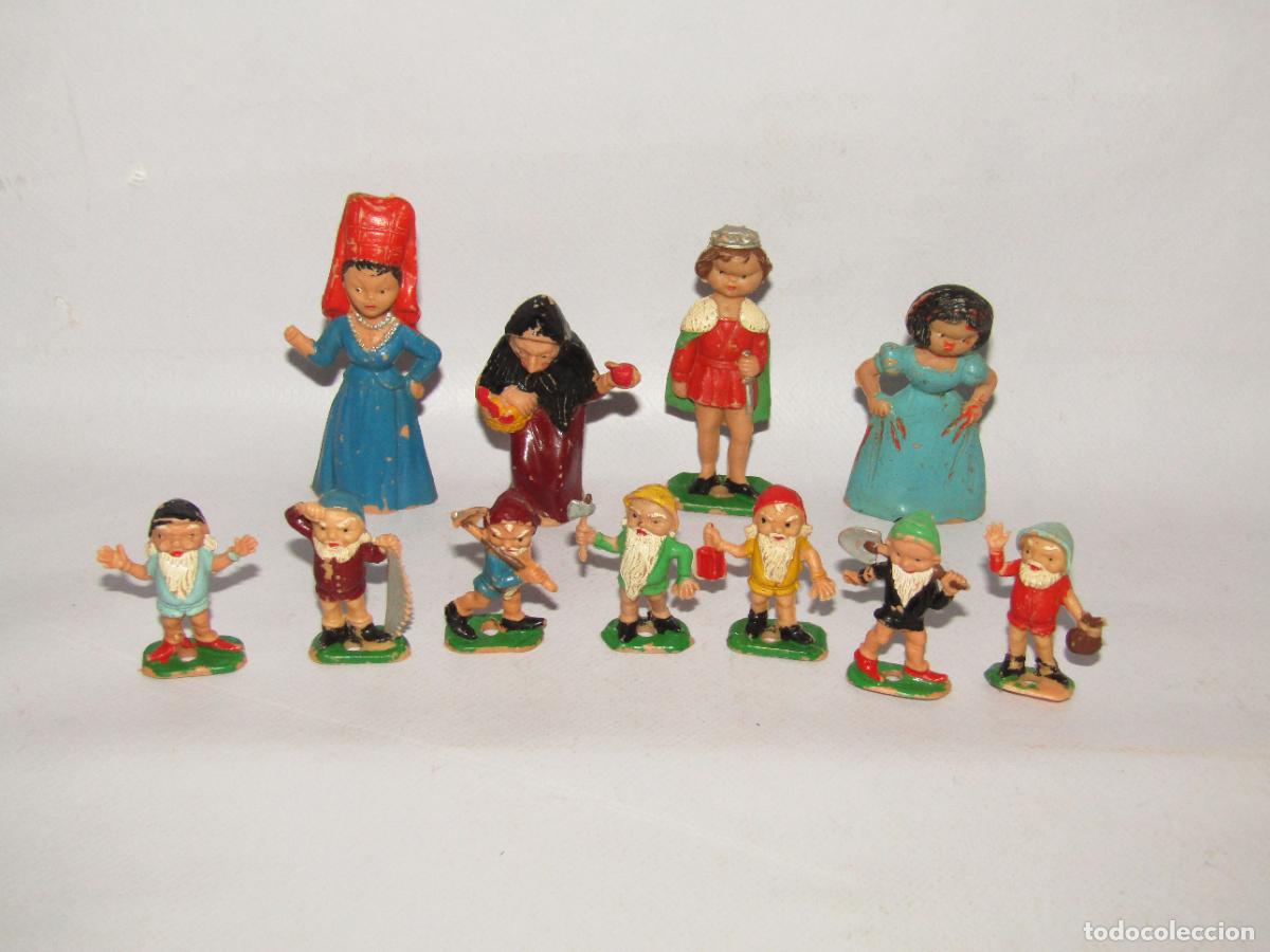Juguetes antiguos: Antigua Serie Completa de Personajes del Cuento BLANCANIEVES Y LOS 7 ENANITOS del Teatro AIRGAM