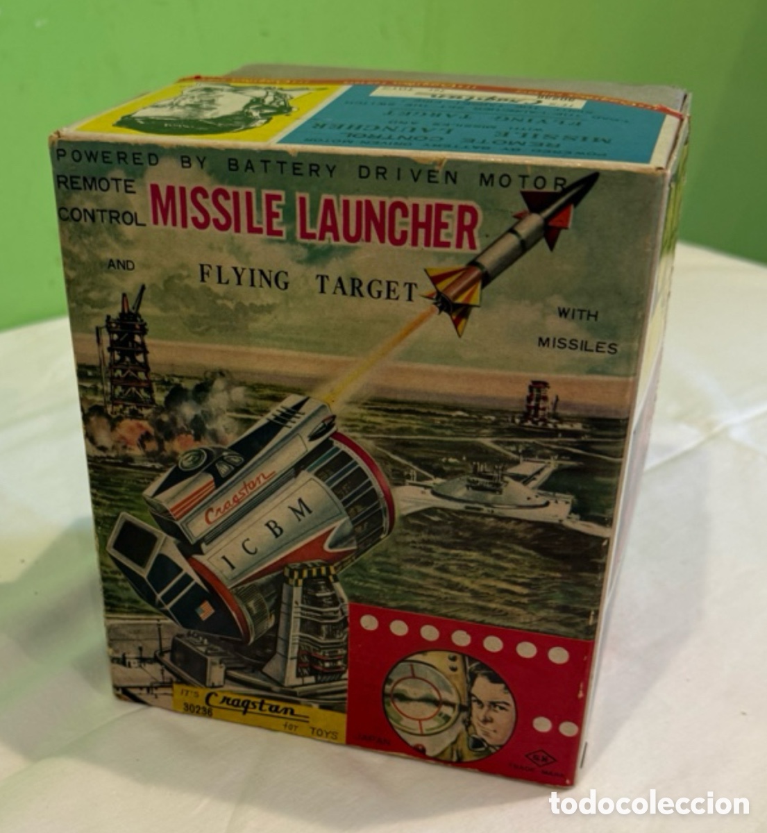 Juguetes antiguos: Juguete vintage ICBM Missile Launcher Cragstan Jap&oacute;n con caja original funcionando