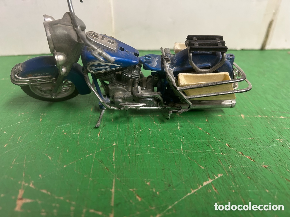 Juguetes antiguos: REPLICA HARLEY DAVISON MARCA GUILOY EN METAL CON BRICOLAGE