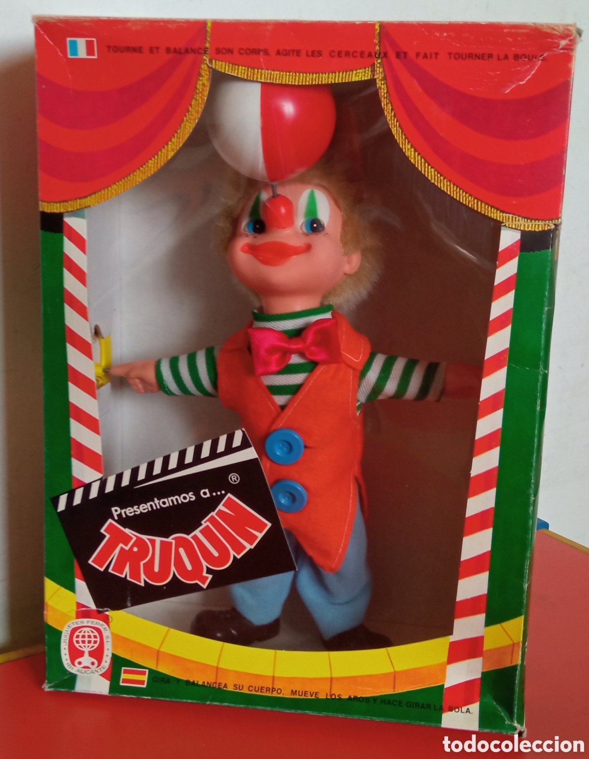 Juguetes antiguos: PAYASO TRUQUIN MALABARISTA A CUERDA RESORTE.FEBER 80'S.NUEVO EN CAJA.
