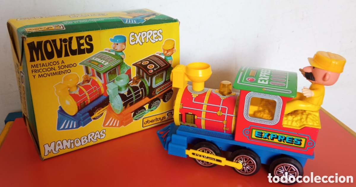 Juguetes antiguos: LOCOMOTORA EXPRES FRICCI&Oacute;N.CHAPA Y PL&Aacute;STICO.SERIE M&Oacute;VILES OBERTOYS 80'S.NUEVA EN CAJA.