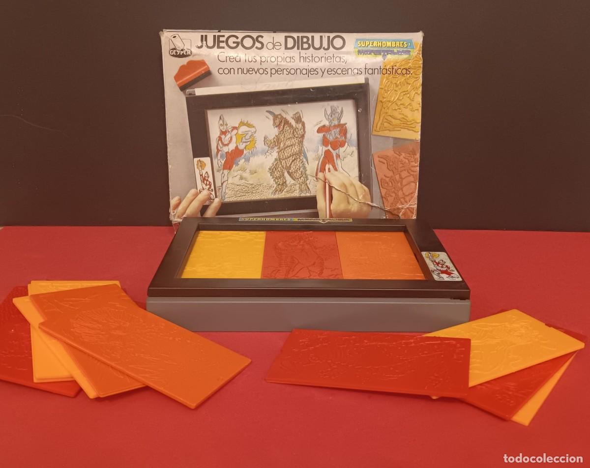 Juguetes antiguos: JUEGO DE DIBUJO SUPERHOMBRES Y MONSTRUOS ULTRAMAN KAIJU GODZILLA GEYP&Egrave;R A&Ntilde;OS 80