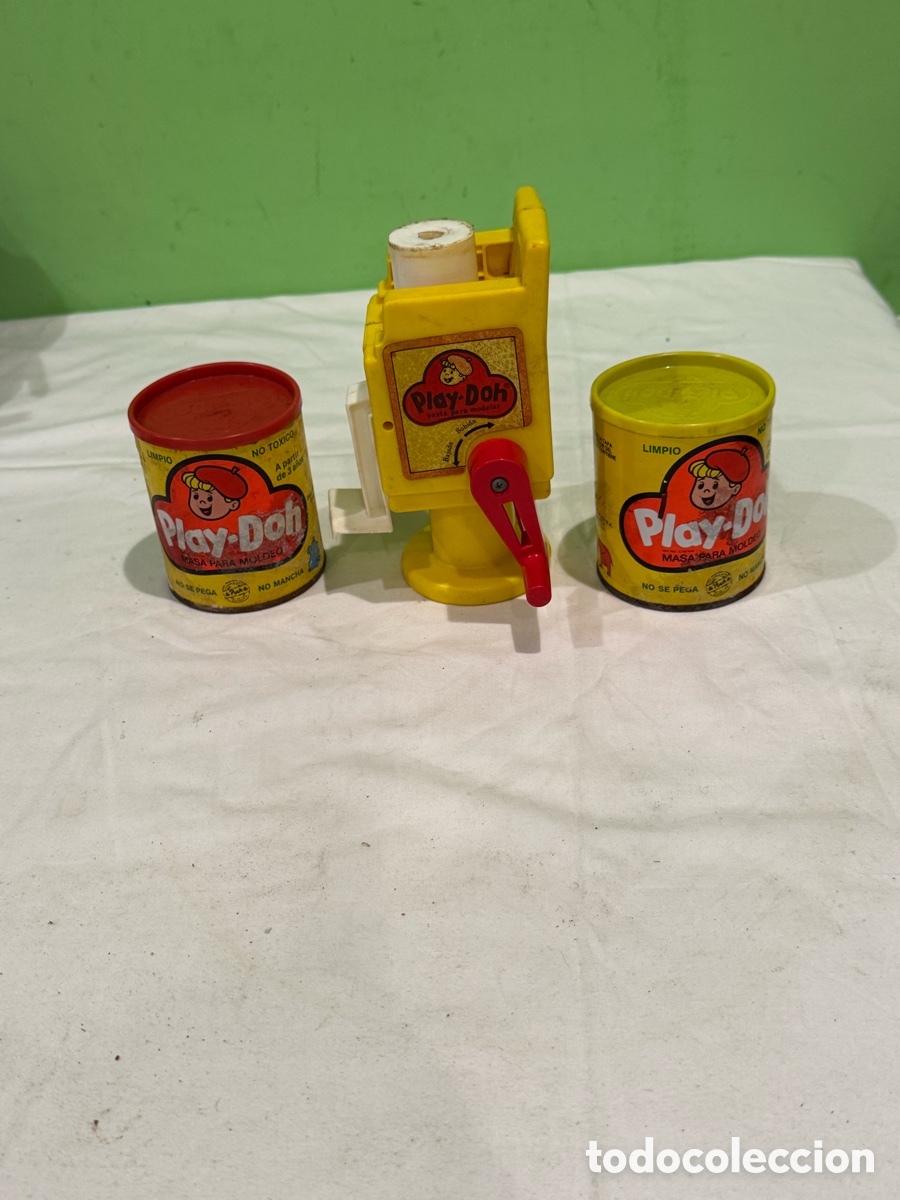 Juguetes antiguos: Play-Doh conjunto de juego vintage con extrusora y botes originales a&ntilde;os 70 80
