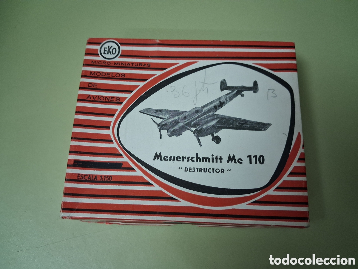 Juguetes antiguos: ANTIGUO AVION EKO MINIATURAS MESSERCHMITT ME 110 DESTRUCTOR EN CAJA ORIGINAL