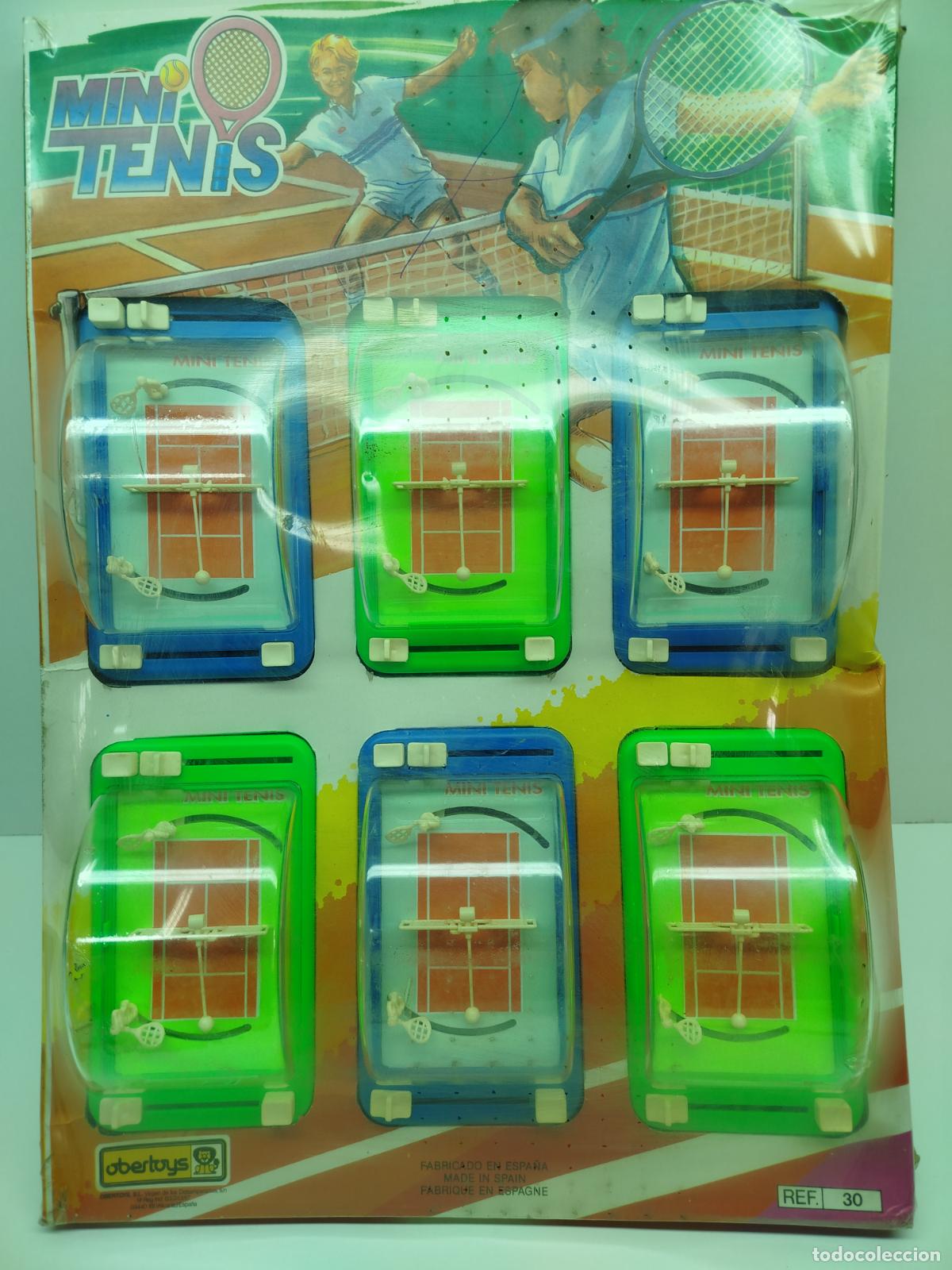 Juguetes antiguos: ANTIGUO EXPOSITOR DE SEIS JUEGOS DE MINI TENIS - OBERTOYS - MADE IN SPAIN - PRECINTADO