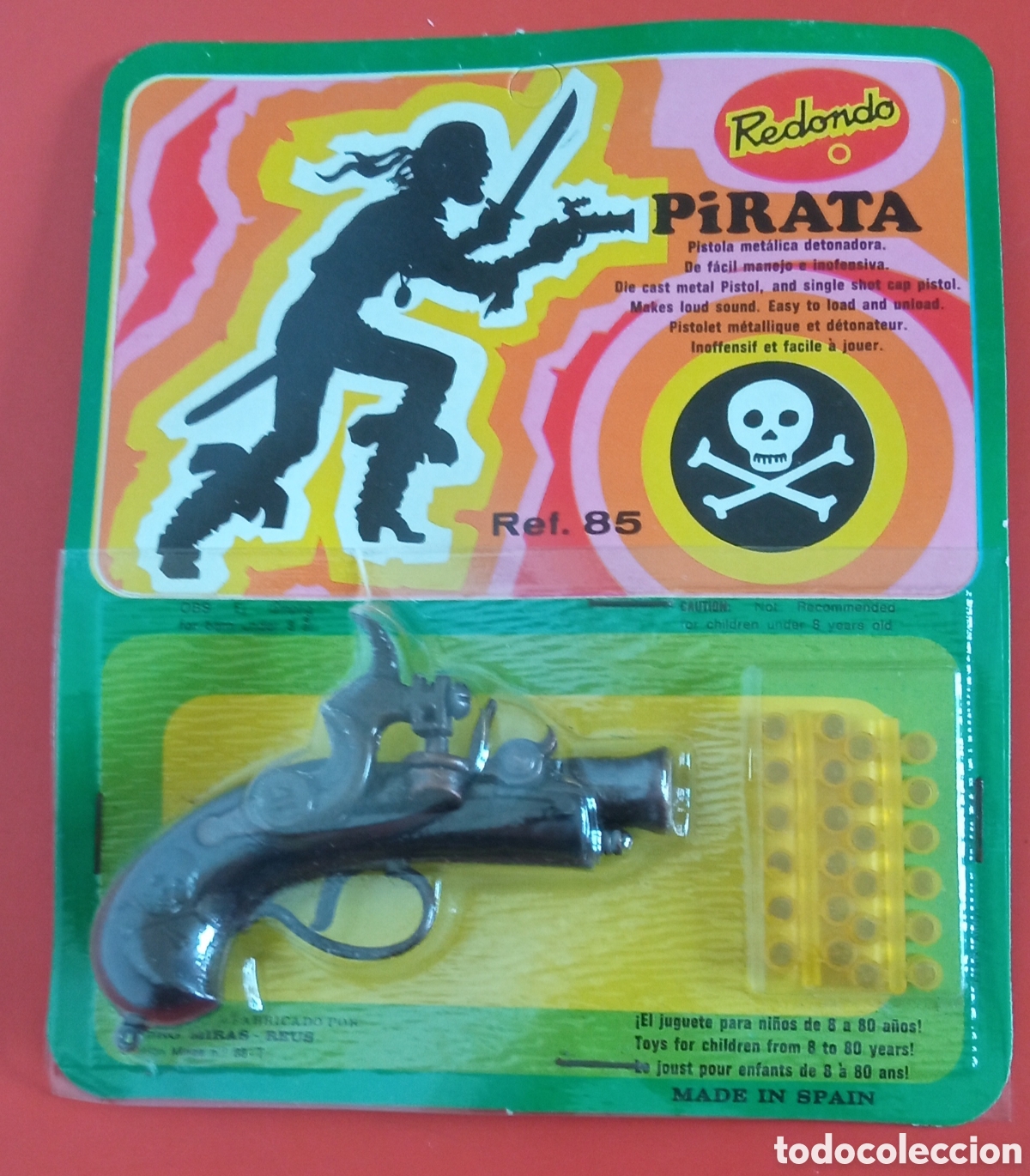 Juguetes antiguos: PISTOLA PIRATA.MINIATURAS METALICAS REDONDO 70'S.BLISTER SIN ABRIR.