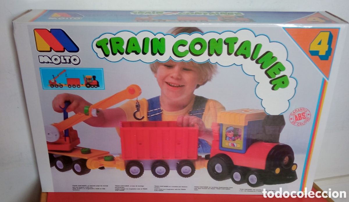 Juguetes antiguos: TREN 2 VAGONES TRAIN CONTAINER 4 MOLT&Oacute; 80'S.CAJA SIN ABRIR.