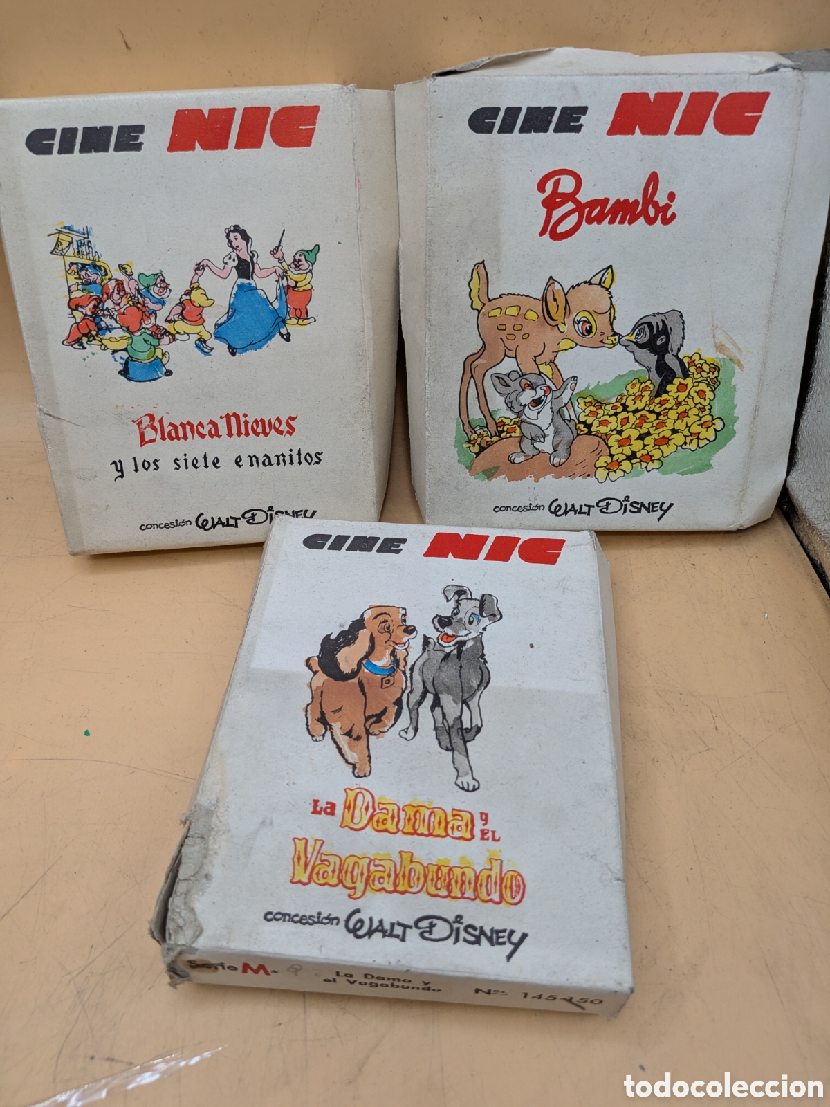 Juguetes antiguos: PEL&Iacute;CULAS CINE NIC COLECCI&Oacute;N BLANCANIEVES LA DAMA Y EL VAGABUNDO BAMBI