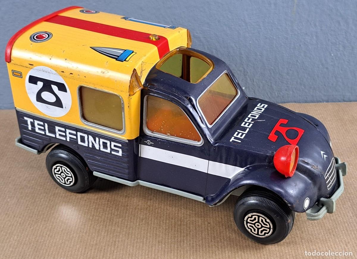 Juguetes antiguos: Furgoneta Tel&eacute;fonos Obertoys a&ntilde;os 70, 24 cm