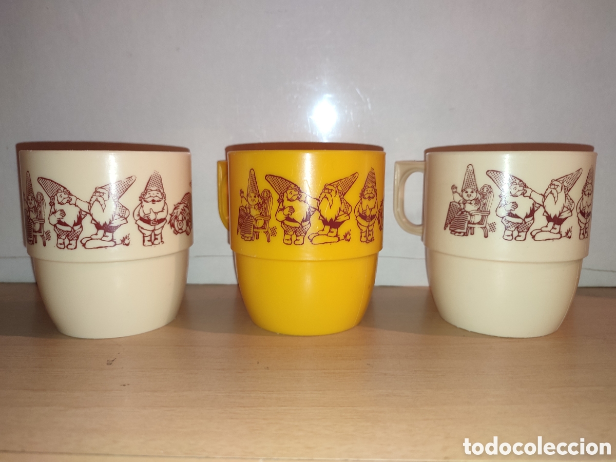 Juguetes antiguos: Tazas David el Gnomo Rodex Zaragoza a&ntilde;os 80