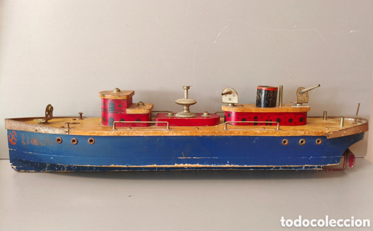 Juguetes antiguos: GRAN BARCO DE MADERA Y CUERDA LIBERTY PLAYTHINGS