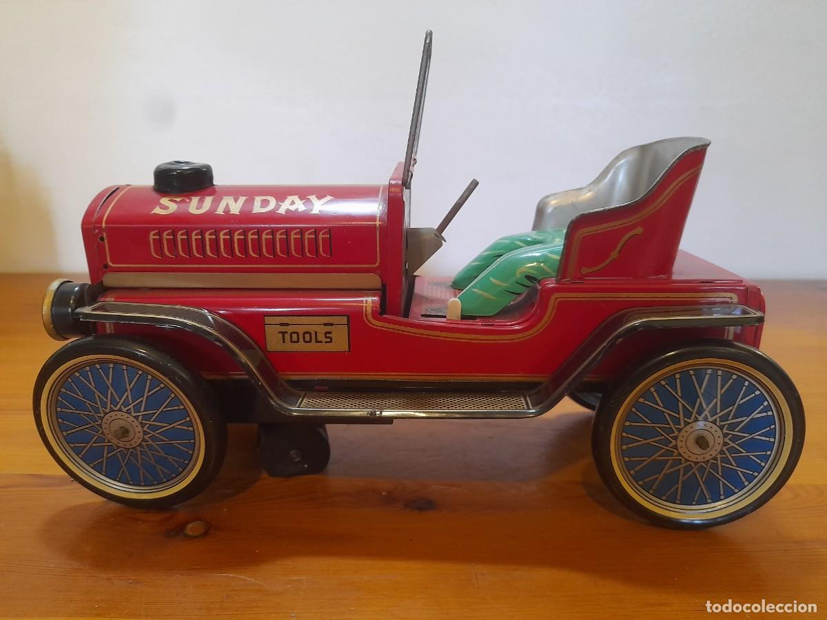 Juguetes antiguos: Antiguo coche hojalata masudaya Driver Sunday modern Toys Japan
