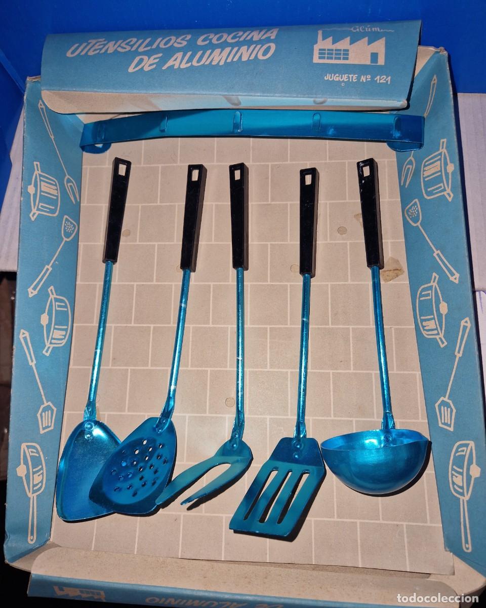 Juguetes antiguos: CACHARRITOS - UTENSILIOS DE COCINA DE ALUMINIO - JUEGO DE COCINA
