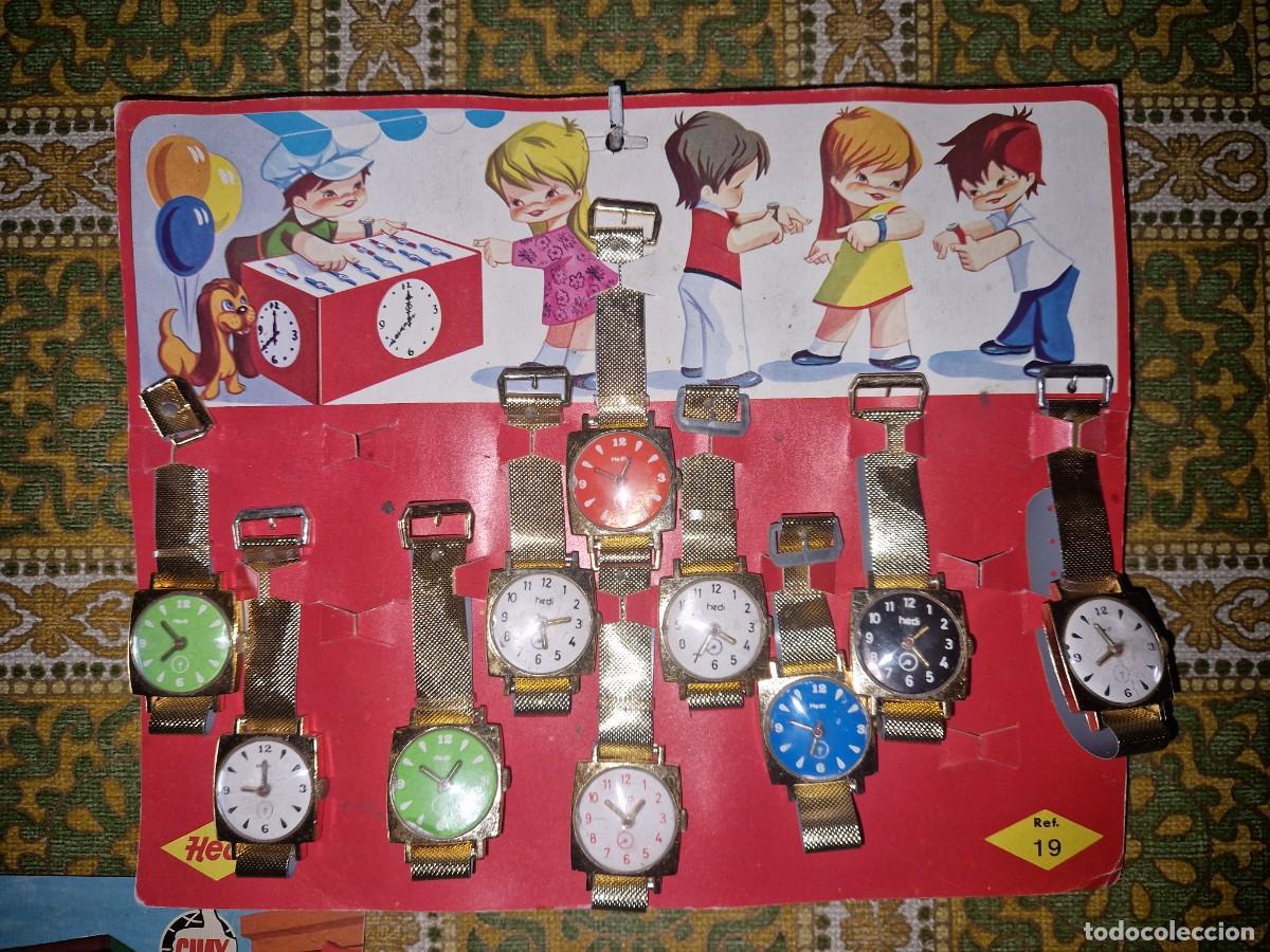 Juguetes antiguos: RELOJ ESFERA REDONDA DE NI&Ntilde;O - RELOJES DE JUGUETE MARCA HEDI. EXPOSITOR CON 10 RELOJES