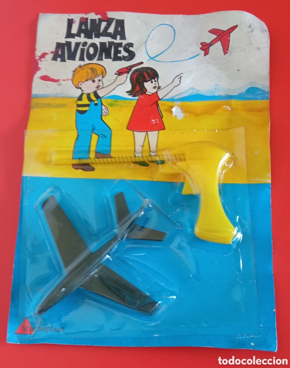 Juguetes antiguos: PISTOLA LANZA AVIONES.MONTEPLAST 70'S.BLISTER SIN ABRIR.