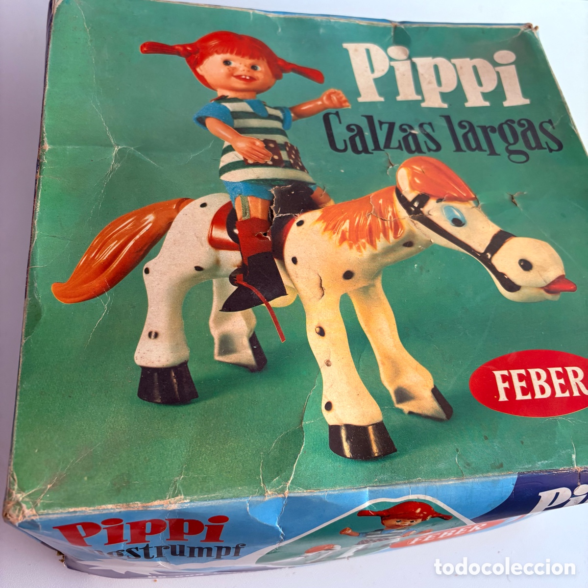 Juguetes antiguos: PIPPI CALZASLARGAS CON CABALLO A CUERDA DE FEBER REF. 165