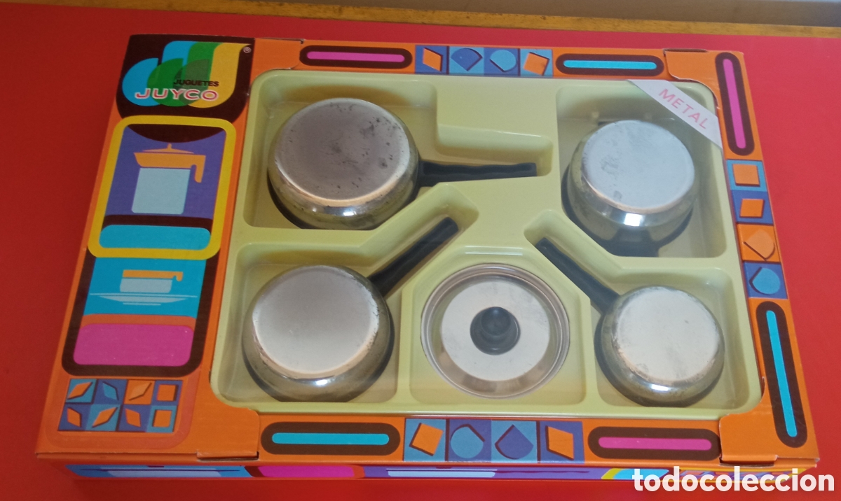Juguetes antiguos: MENAJE CACHARRITOS SARTENES Y CAZUELA MET&Aacute;LICOS.JUYCO 80'S.CAJA SIN ABRIR.