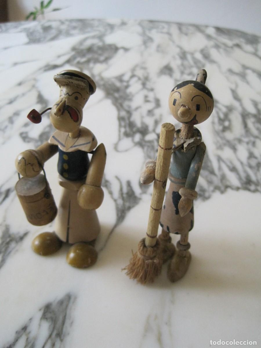 Juguetes antiguos: POPEYE Y OLIVIA - FIGURAS DE MADERA POLICROMADA - TIPO GOULA