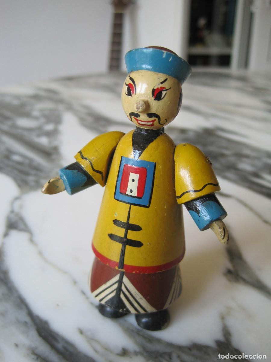 Juguetes antiguos: CHINO DE MADERA POLICROMADA - PERSONAJE ORIENTAL - FIGURA DE MADERA