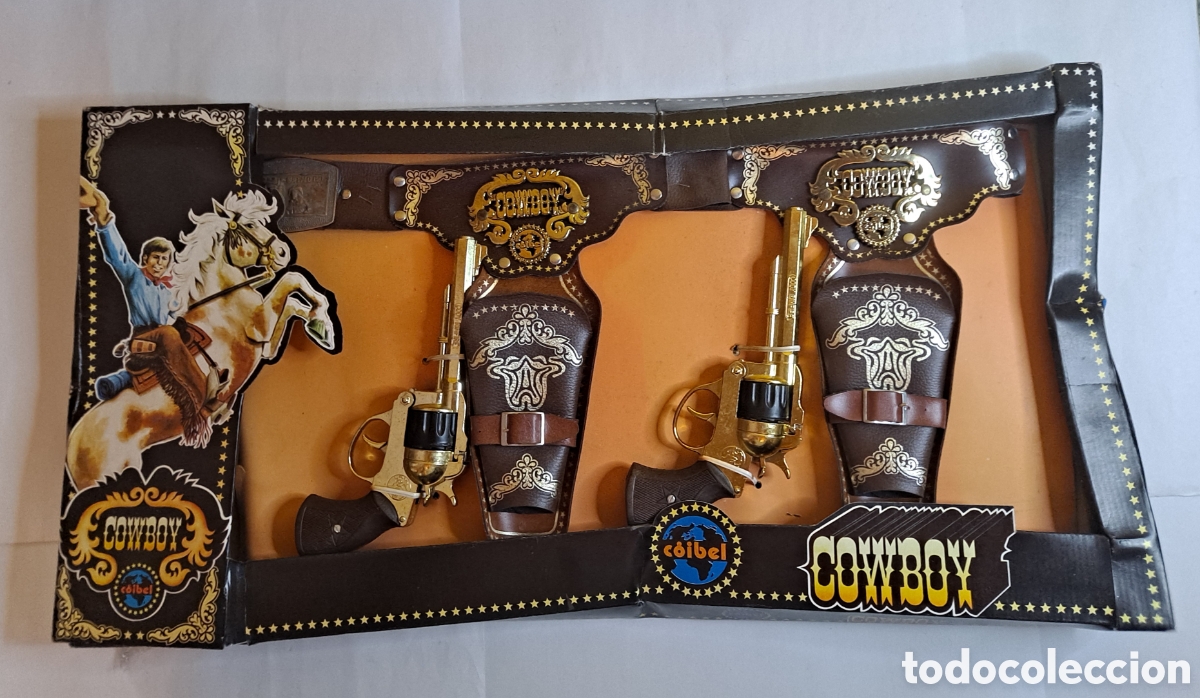 Juguetes antiguos: COIBEL COWBOY SET. 2 PISTOLAS + CINTUR&Oacute;N CON FUNDAS. NUEVO EN CAJA. PRECINTADO. REF 174. A&Ntilde;OS 80.