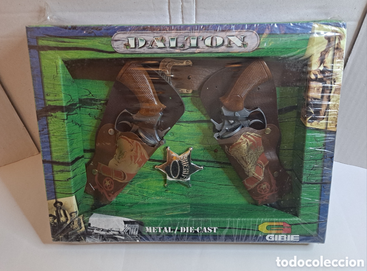Juguetes antiguos: GIBIE DALTON. REVOLVER.SET DE 2 PISTOLAS, HEBILLA Y ESTRELLA SHERIFF.NUEVO EN CAJA.PRECINTADO.GUILOY