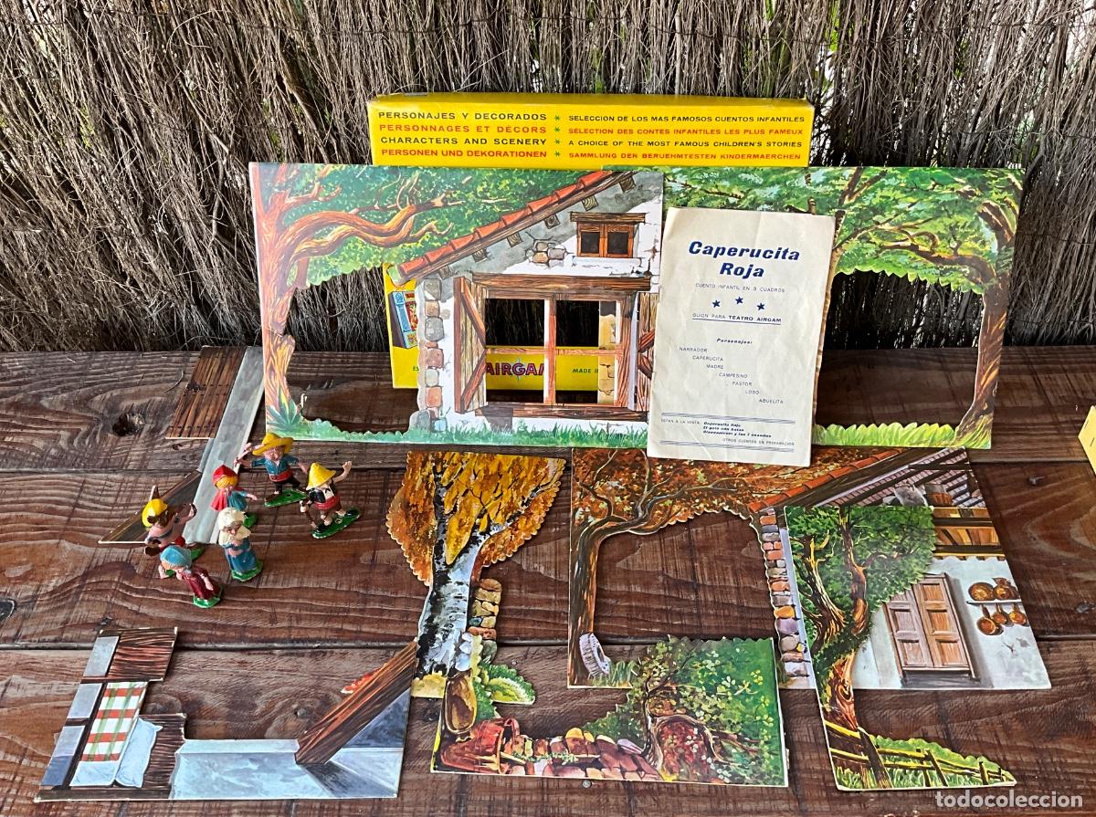 Juguetes antiguos: PERSONAJES Y DECORACI&Oacute;N DEL TEATRO AIRGAM EN CAJA ORIGINAL - CAPERUCITA ROJA - EST&Aacute; CON USO -