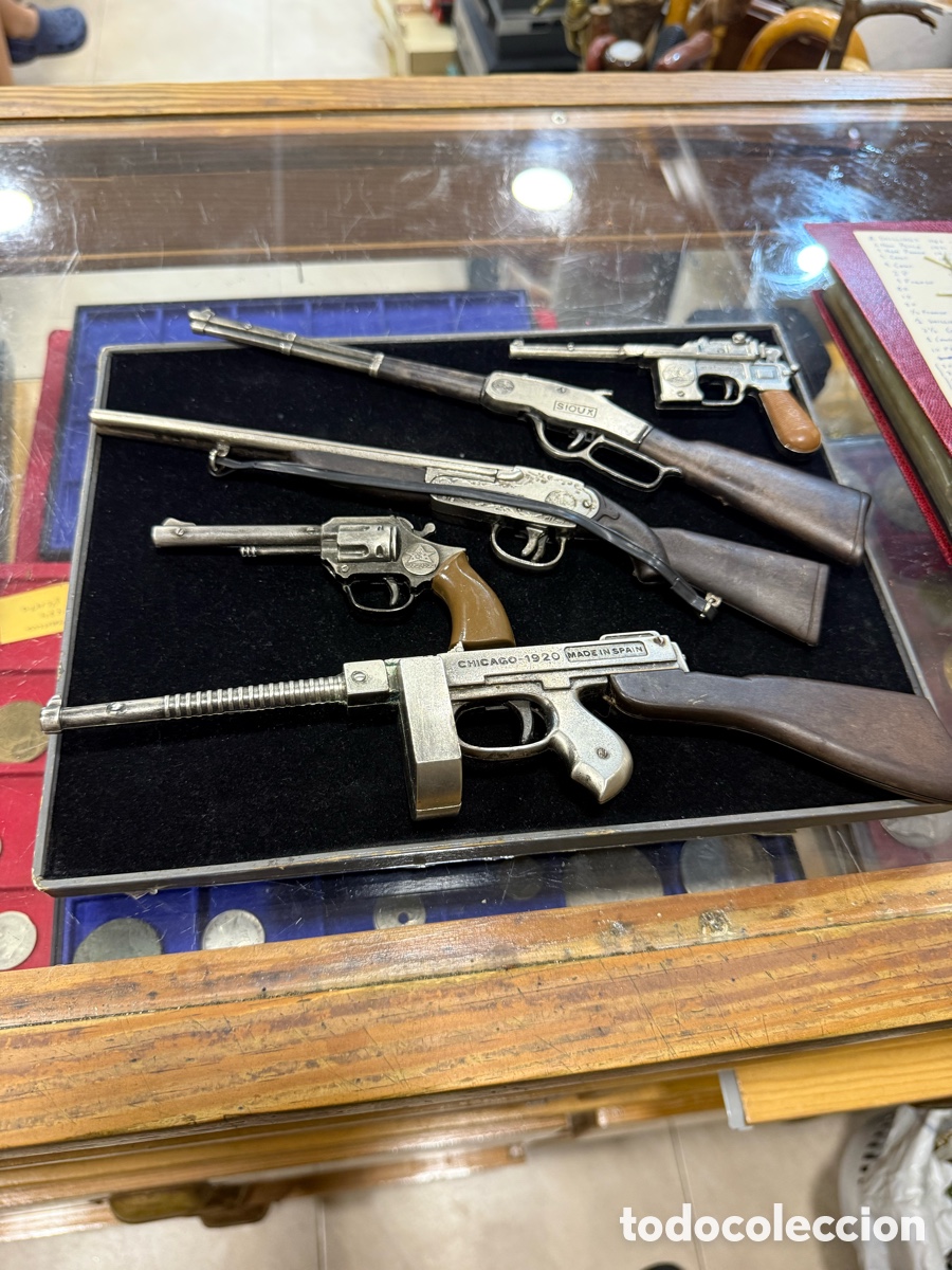 Juguetes antiguos: Lote de pistolas de juguete( metal) made spain, muy buen estado