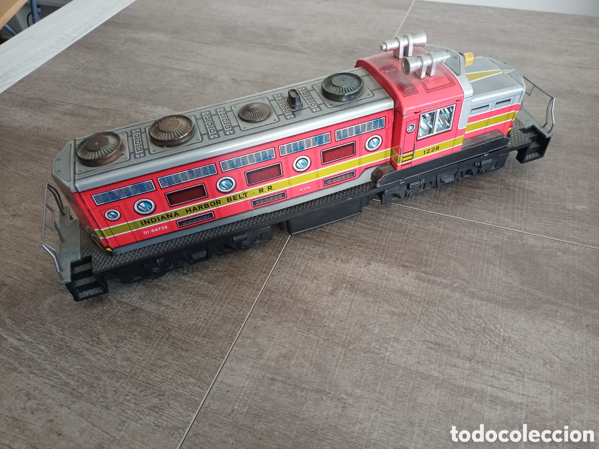 Juguetes antiguos: Locomotora Marca Espa&ntilde;ola EGE a pilas chapa litografiada a&ntilde;os 70 80