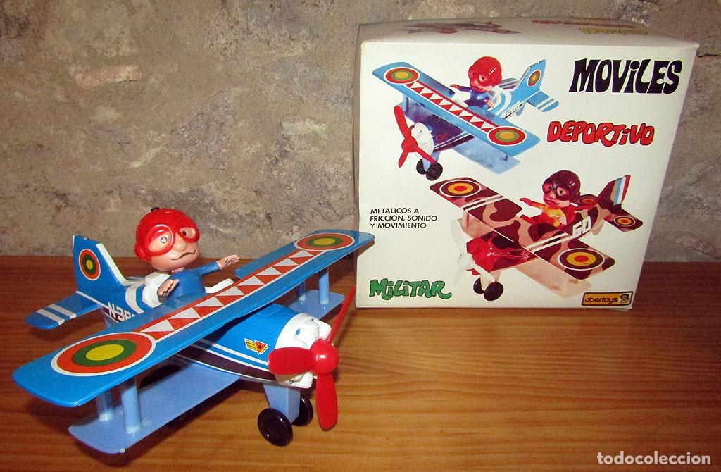 Juguetes antiguos: OBERTOYS - AVION AVIONETA DEPORTIVO A FRICCI&Oacute;N - METAL Y PLASTICO - NUEVO Y EN SU CAJA - FUNCIONANDO