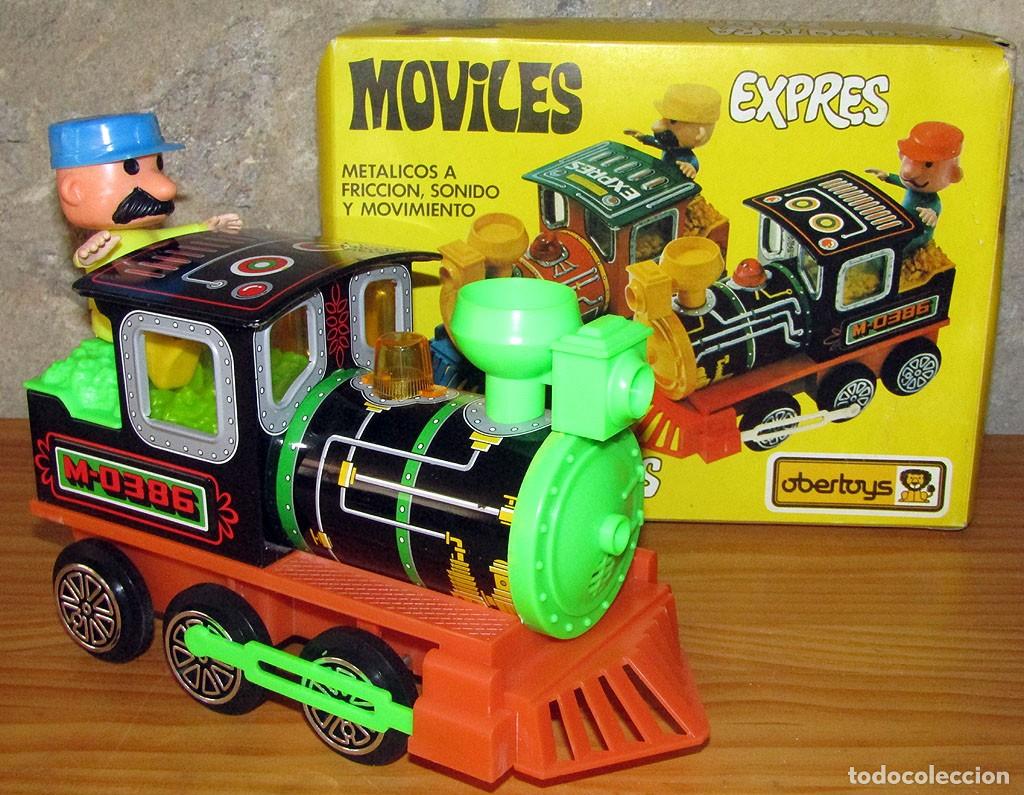 Juguetes antiguos: MOVILES EXPRESS DE OBERTOYS - ANTIGUA LOCOMOTORA A FRICCION - NUEVA, EN SU CAJA Y FUNCIONANDO
