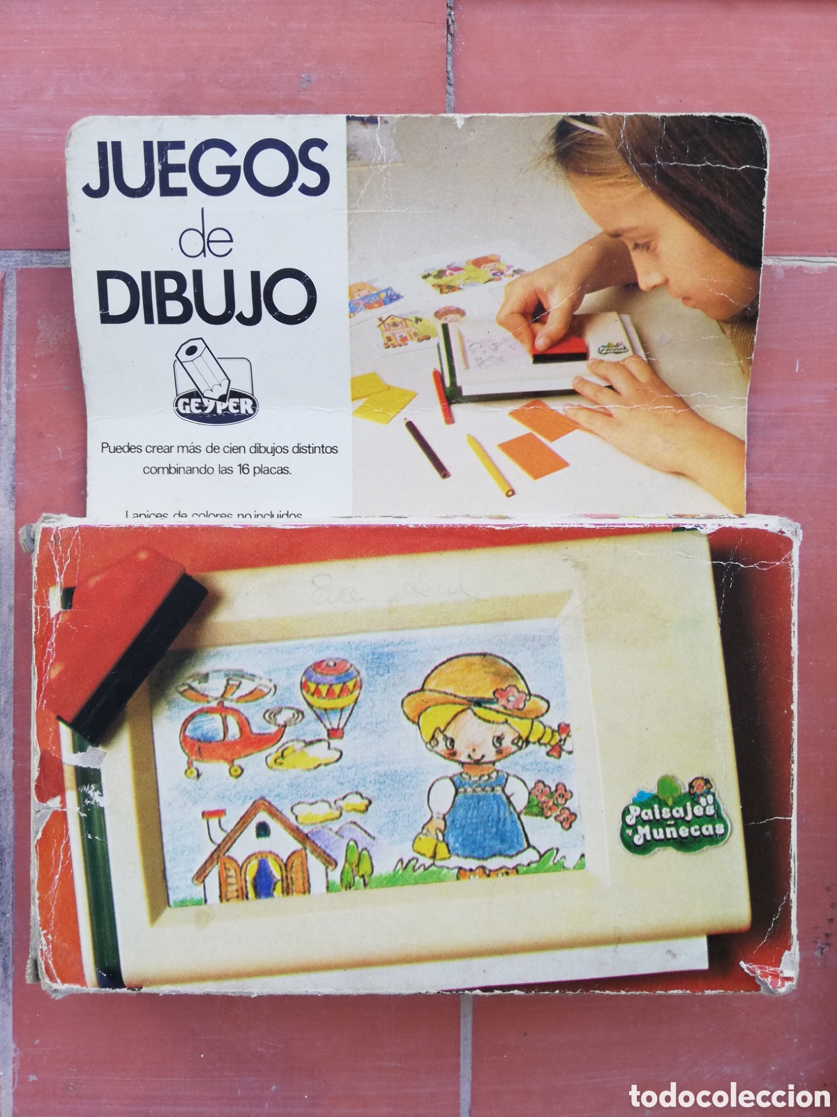 Juguetes antiguos: Juegos de dibujo Geyper. Paisajes y mu&ntilde;ecas. Original y completo