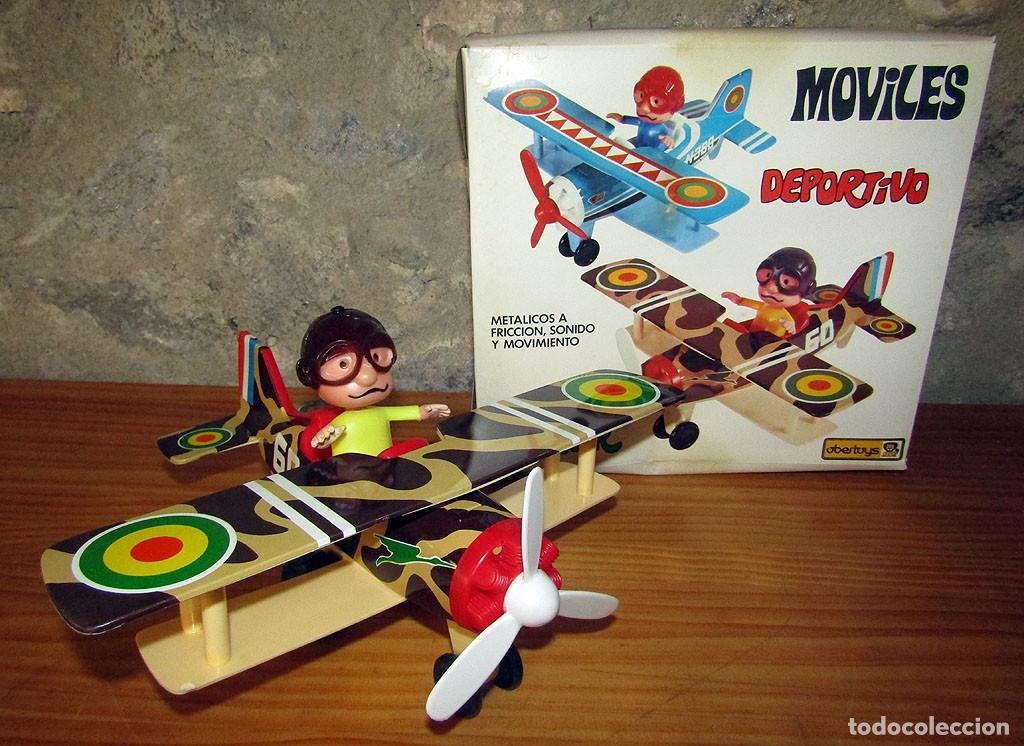Juguetes antiguos: OBERTOYS - AVION AVIONETA MILITAR A FRICCI&Oacute;N - METAL Y PLASTICO - NUEVO Y EN SU CAJA - FUNCIONANDO