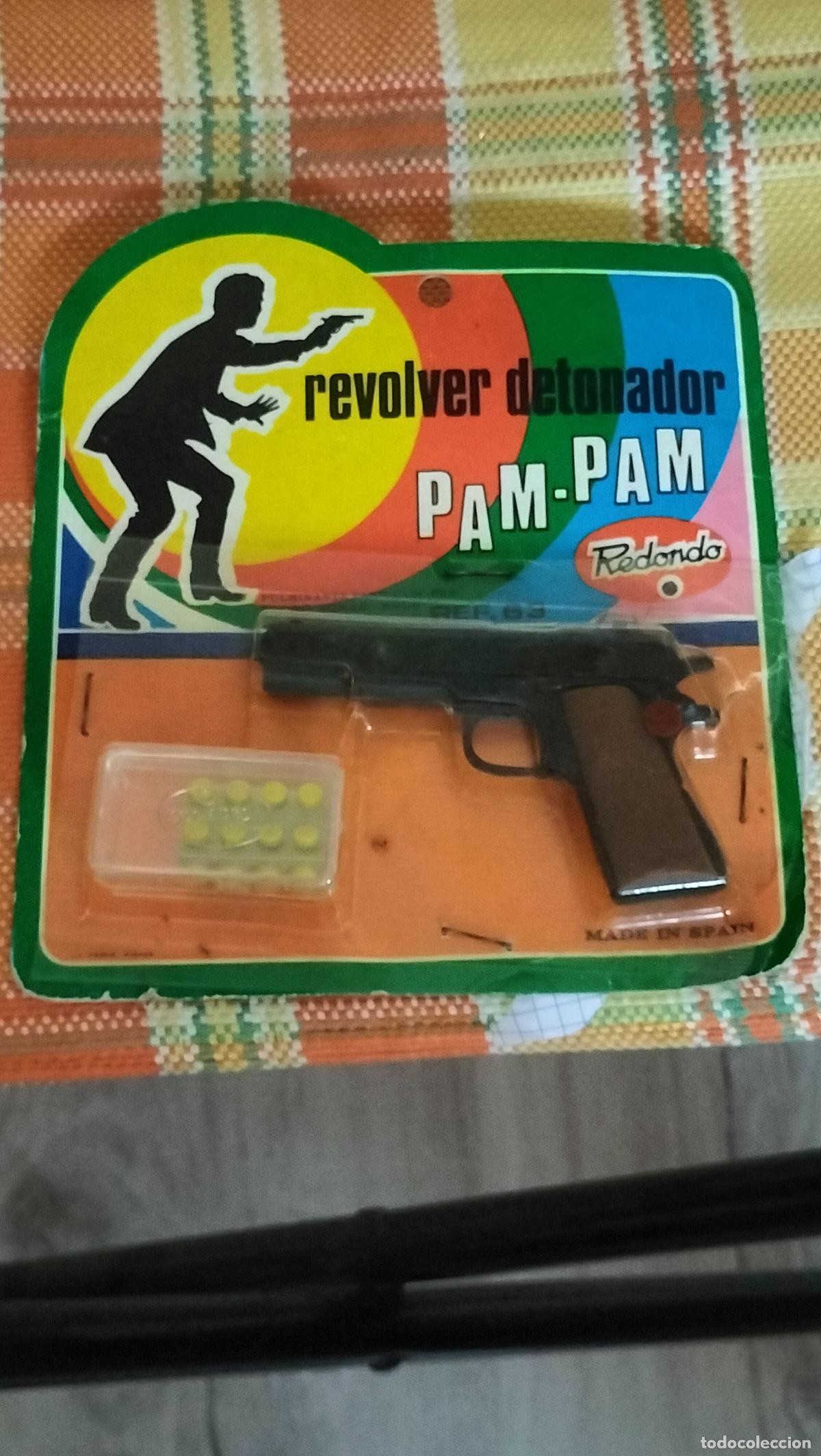 Juguetes antiguos: antiguo revolver detonador pam-pam, de redondo