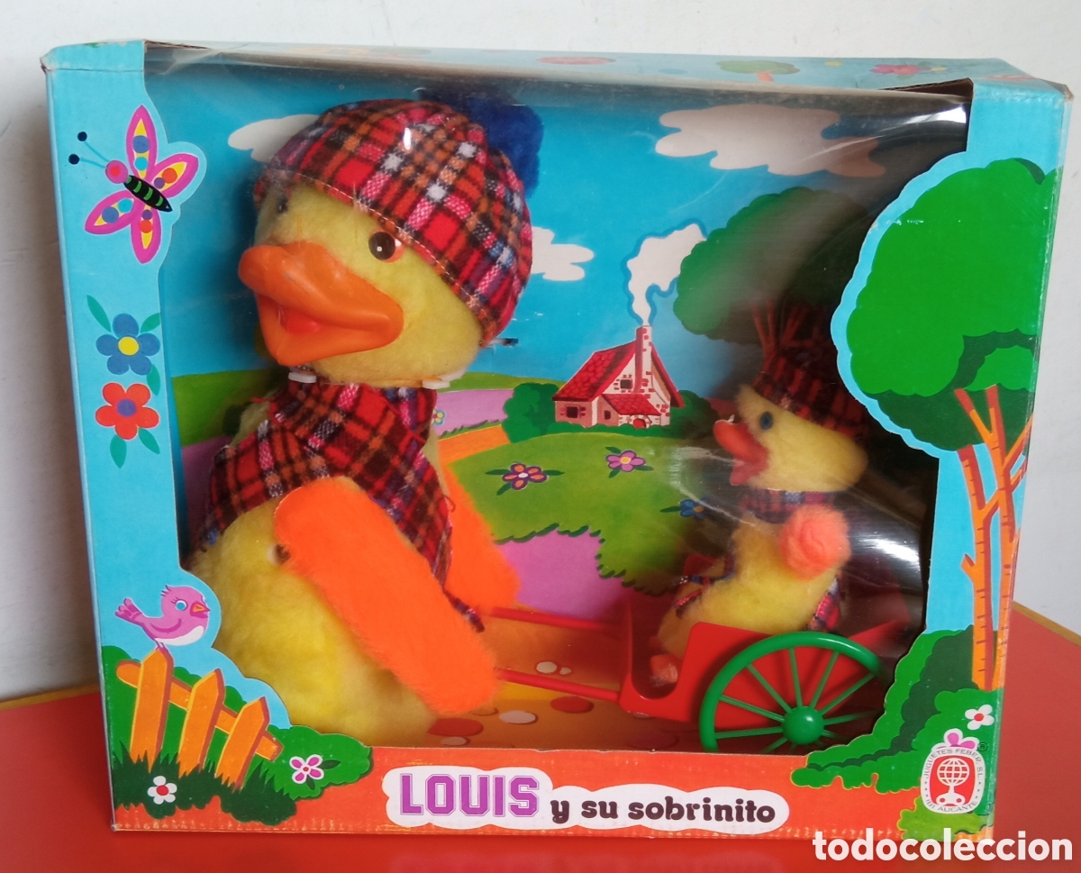 Juguetes antiguos: LOUIS Y SU SOBRINITO,PATO Y PATITO EN CARRO A CUERDA RESORTE.FEBER 80'S.SIN USO,EN CAJA.NO FUNCIONA.